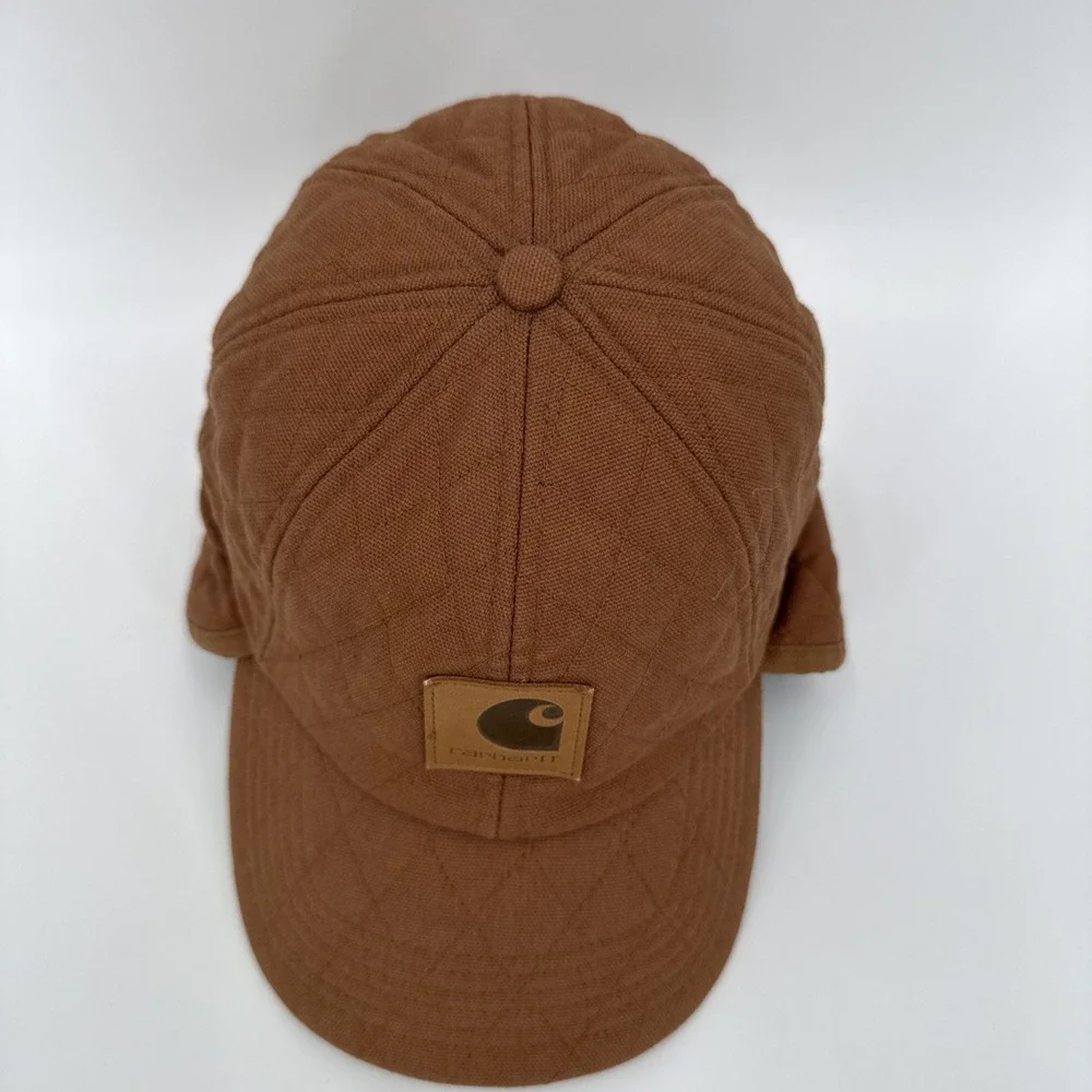 Vintage Carhartt Unisex Brown Quilted Ear Flat Cotton Hat Size M/L Retro